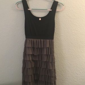 Black and gray layered tulle dress